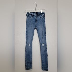Hollister Blue Distressed High-Rise Crop Jean Legging